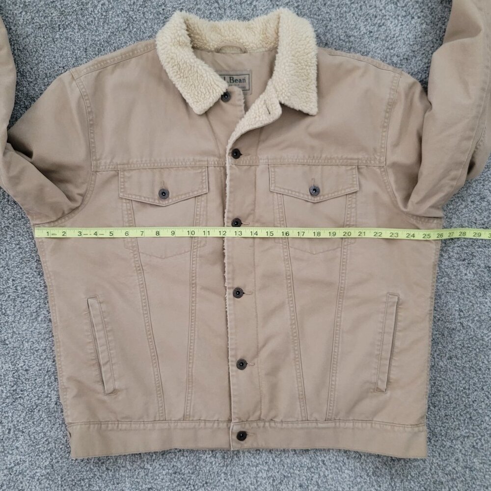 Men's L.L. Bean khaki Sherpa Lined Button Down Jacket Large - Picture 4 of 10